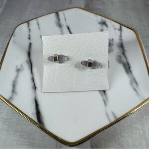 Kendra Scott Jamie Amethyst Elegant and Silver Stud Earrings